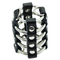 OHMAMA FETISH - CAGE  PÉNIS AVEC ANNEAUX MÉTALLIQUES ET SANGLE EN CUIR