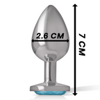 INTENSE - PLUG ANAL EN MÉTAL ALUMINIUM AVEC CRISTAL BLEU TAILLE S
