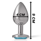 INTENSE - PLUG ANAL EN MÉTAL ALUMINIUM AVEC CRISTAL BLEU TAILLE L