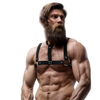 FETISH SUBMISSIVE ATTITUDE - HARNAIS DE POITRINE RÉGLABLE EN ÉCO-CUIR AVEC COLLIER POUR HOMMES