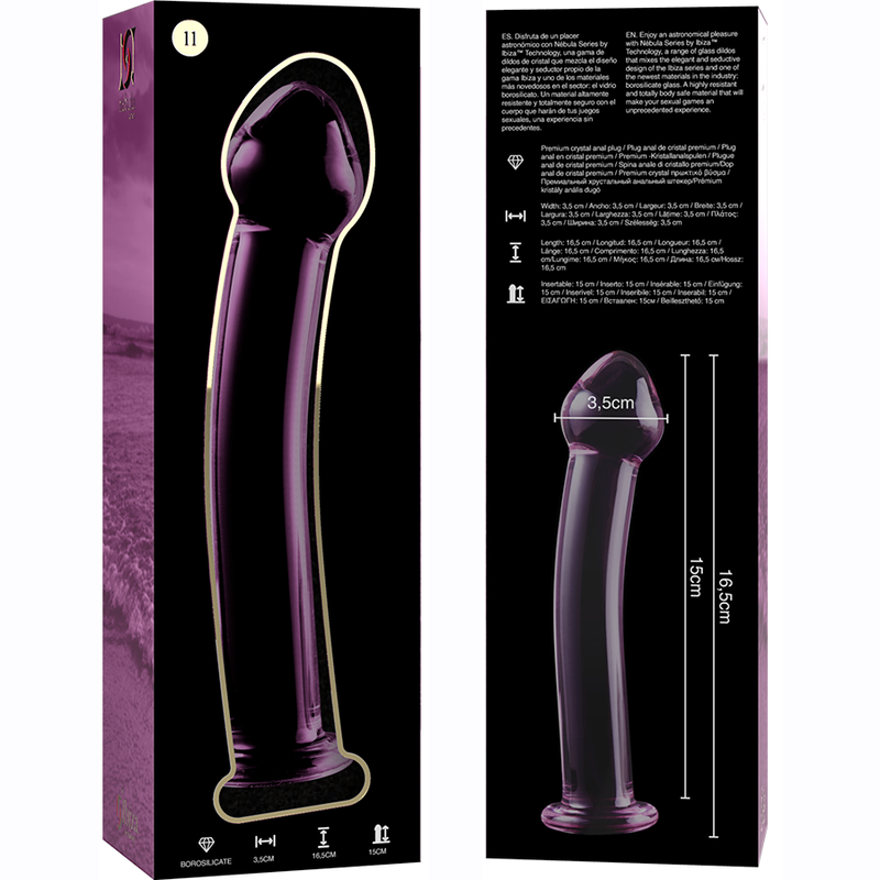NEBULA SERIES BY IBIZA - MODÈLE 11 GODE EN VERRE BOROSILICATE ROSE 16 CM -O- 3 CM