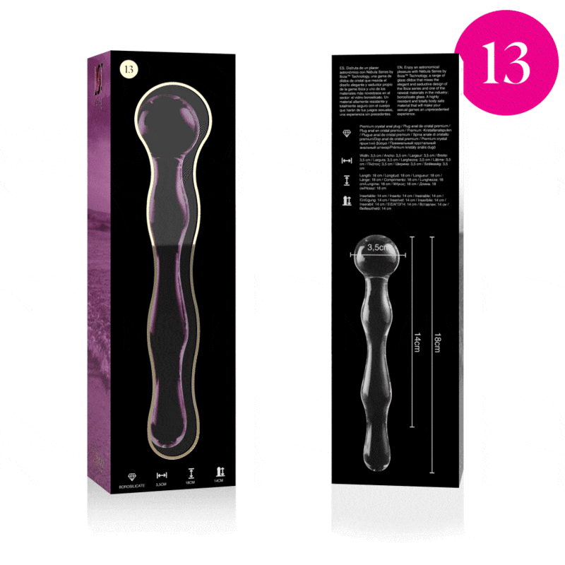 NEBULA SERIES BY IBIZA - MODÈLE 13 GODE EN VERRE BOROSILICATE ROSE 18 CM -O- 3.5 CM