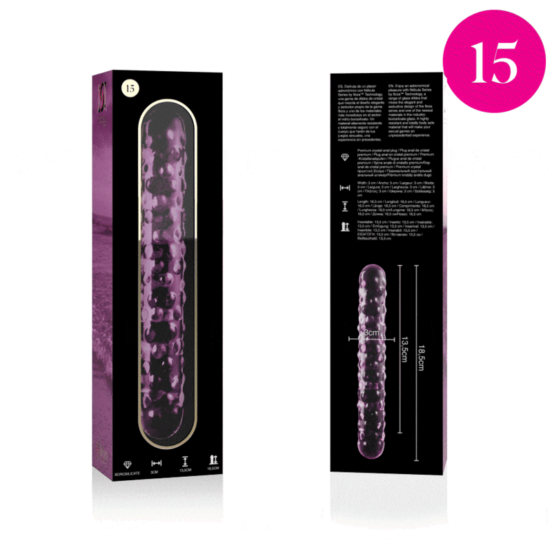 NEBULA SERIES BY IBIZA - MODÈLE 15 GODE EN VERRE BOROSILICATE ROSE 18.5 CM -O- 3 CM