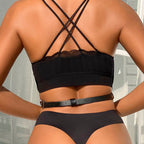SUBBLIME - HARNAIS POITRINE CHAÎNE S EN CUIR NOIR TAILLE UNIQUE