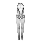 SUBBLIME - 951801 BODYSTOCKING RÉSILLE ET DENTELLE SANS FOURREAU COL MONTANT NOIR TAILLE UNIQUE