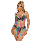 SUBBLIME - 952365 ROBE RÉSEILLE ÉPAULES NUES ARC-EN-CIEL TAILLE UNIQUE