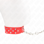 KINK - COLLIER RIVET ANNEAU AVEC CEINTURE 65 CM ROUGE AJUSTABLE 36-50 CM X 3,8 CM