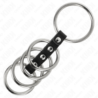KINK - 5 ANNEAUX PÉNIS DE 3,7 CM À 5 CM EN MÉTAL RELIES PAR DU CUIR