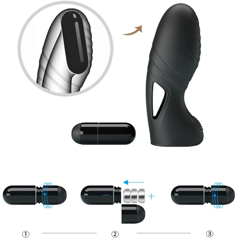 PRETTY LOVE - ALAN VIBRATEUR DE DOIGTS EN SILICONE NOIR