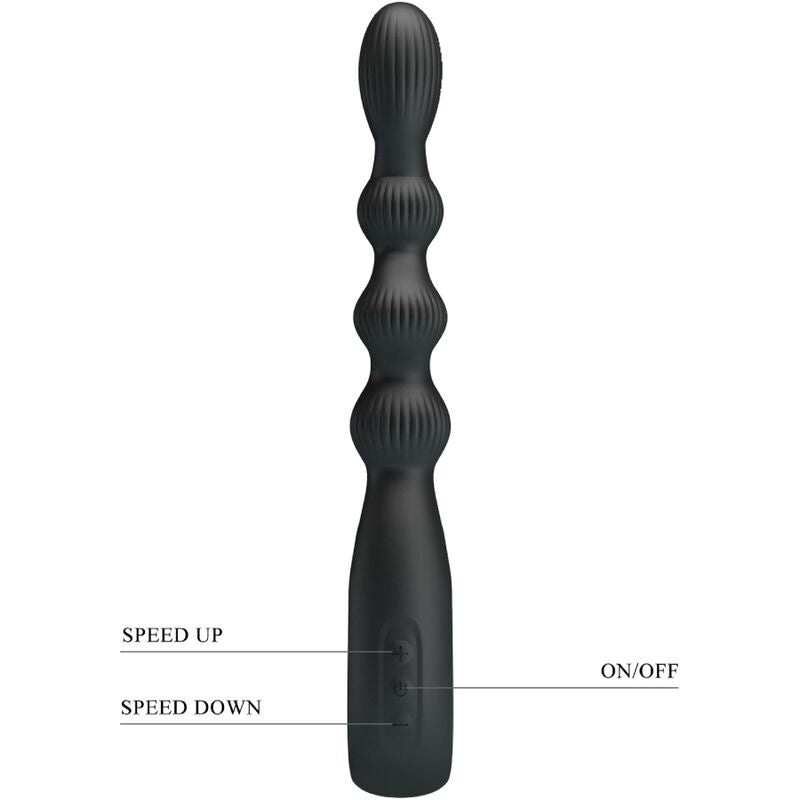 PRETTY LOVE - VIBRATEUR ANAL FEDERER 12 VIBRATIONS NOIR