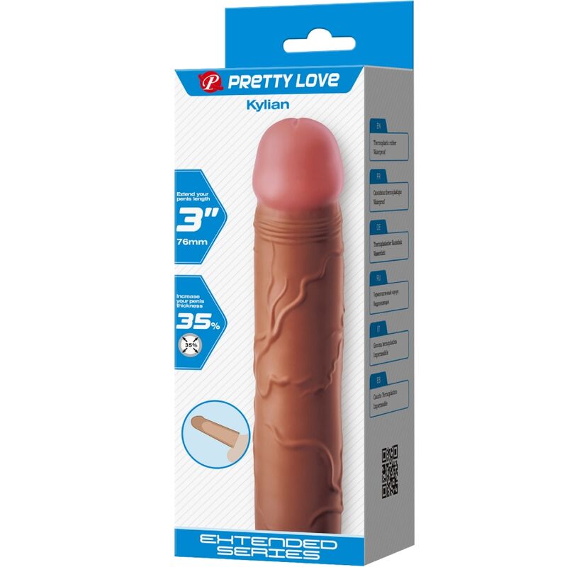 PRETTY LOVE - KYLIAN MANCHON PÉNIS AVEC EXTENSION 7,6 CM MULÂTRE