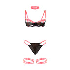 SUBBLIME - 955304 ENSEMBLE SOUTIEN-GORGE AVEC COLLIER ET DÉTAILS DE JAMBES ROSE FLUORESCENT L/XL