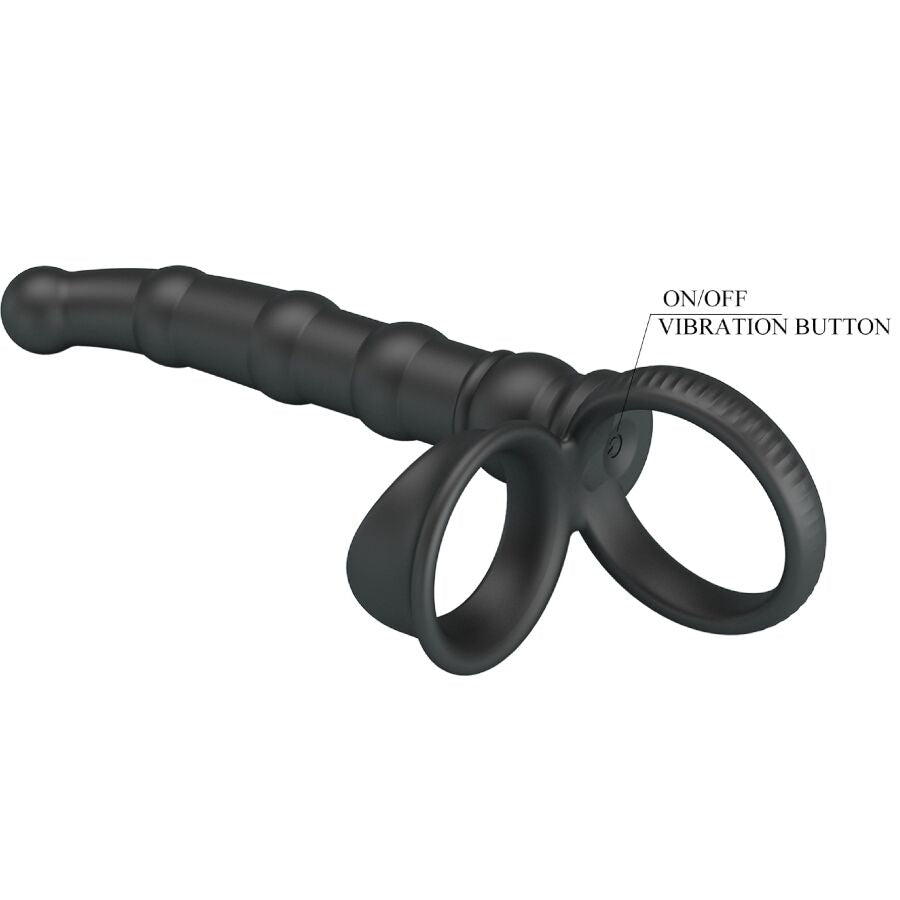 PRETTY LOVE - ANNEAU PÉNIS VIBRANT TATUM AVEC PLUG 10 VIBRATIONS NOIR