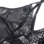 SUBBLIME - 957520 ROBE EN CUIR AVEC DENTELLE FLORALE NOIRE S/M