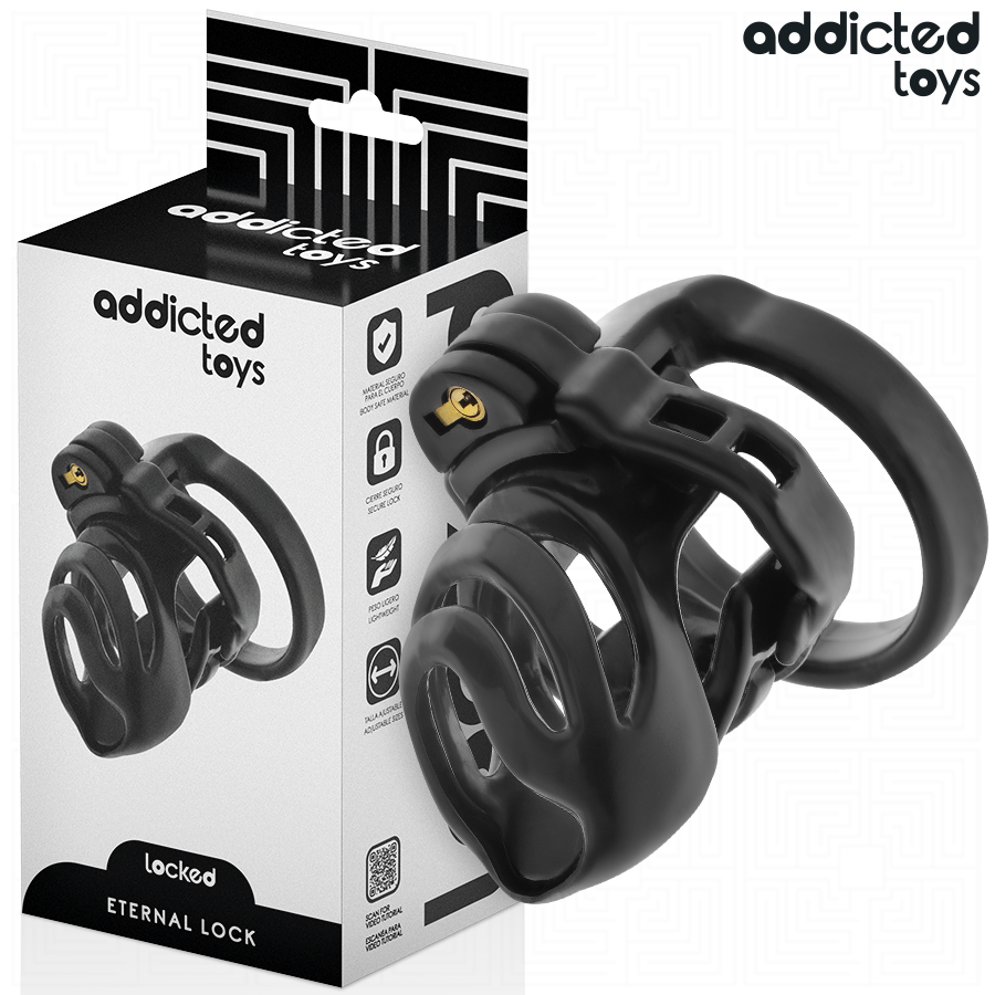 ADDICTED TOYS LOCKED - CAGE À PÉNIS À VERROUILLAGE ÉTERNEL 9 CM