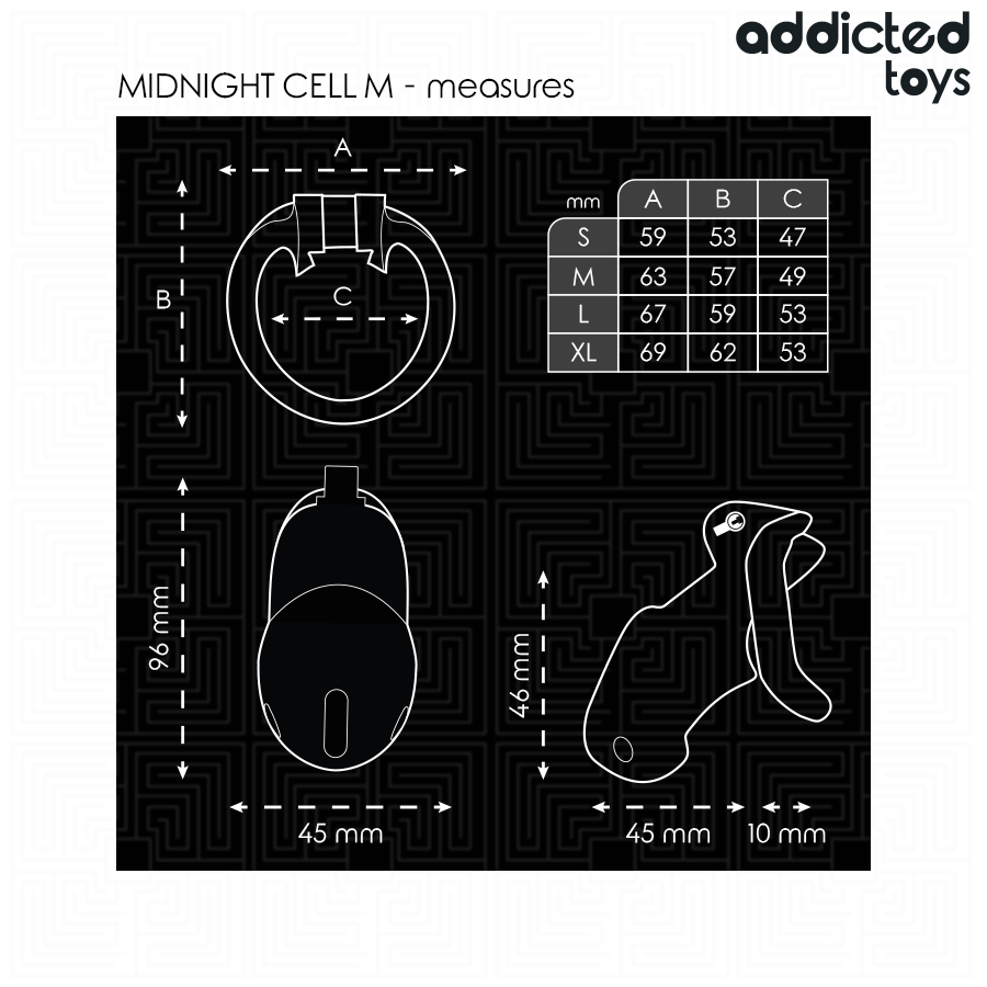 ADDICTED TOYS LOCKED - MINDNIGHT CELL CAGE À PÉNIS TAILLE M