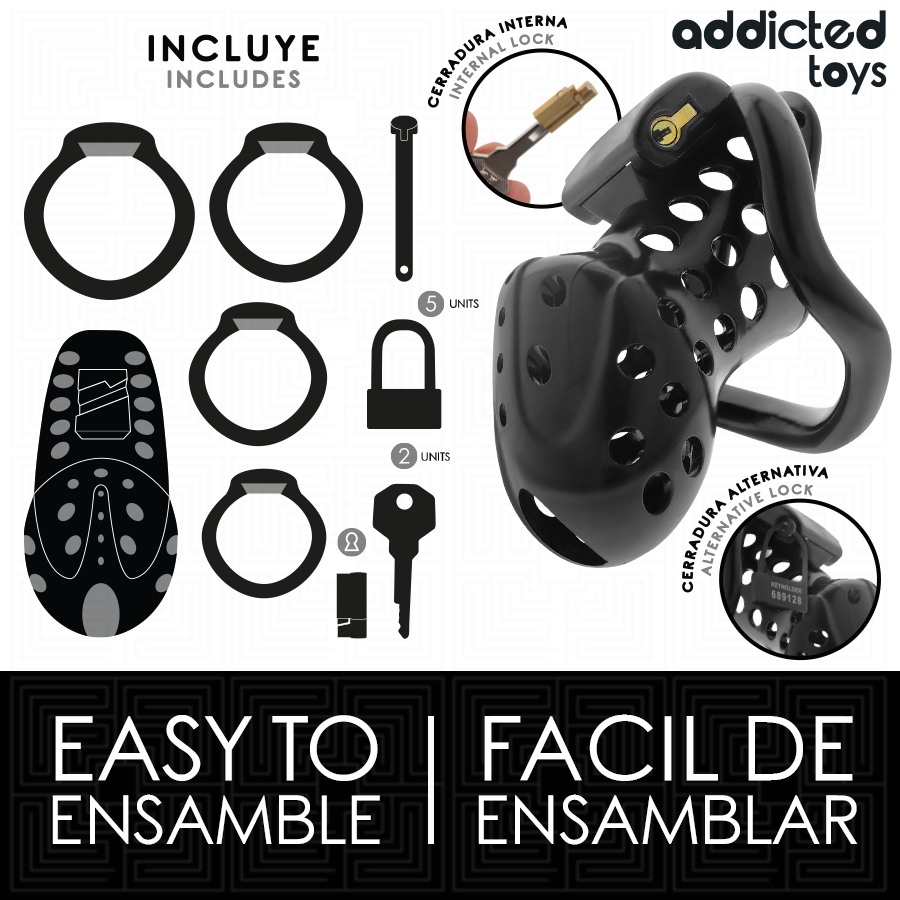 ADDICTED TOYS LOCKED - À PÉNIS CREUSE ENCHAÎNÉE 10,5 CM