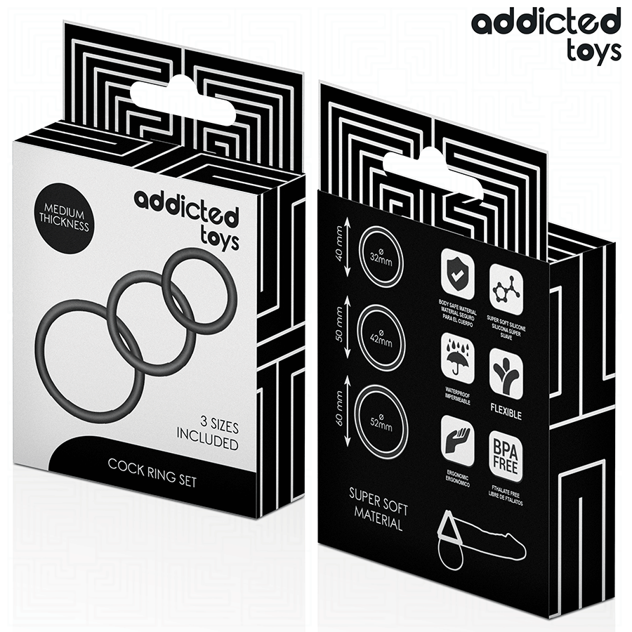 ADDICTED TOYS - LOT DE ANNEAUX EN SILICONE MODÈLE 2