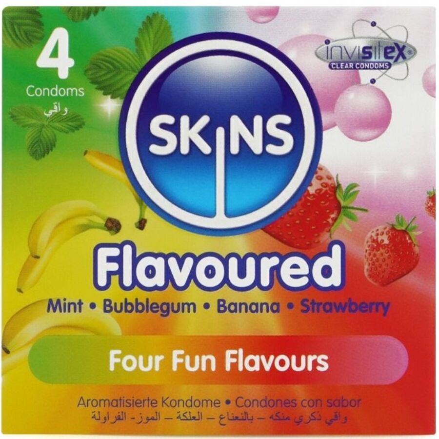 SKINS - PACK DE 4 PRÉSERVATIFS PREMIUM MULTI-SAVEURS