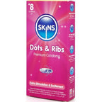 SKINS - PACK DE 8 PRÉSERVATIFS PREMIUM DOTS & RIBS