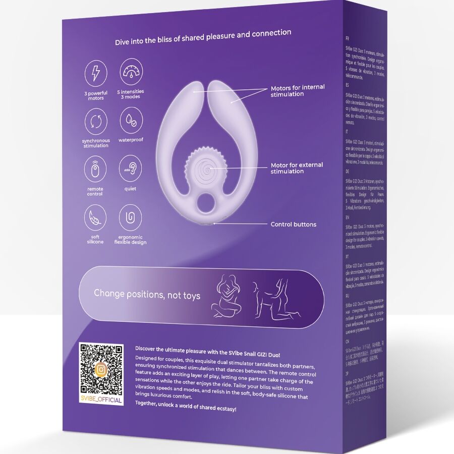 SNAIL VIBE - GIZI DUO STIMULATEUR POUR COUPLES TÉLÉCOMMANDE LILAS