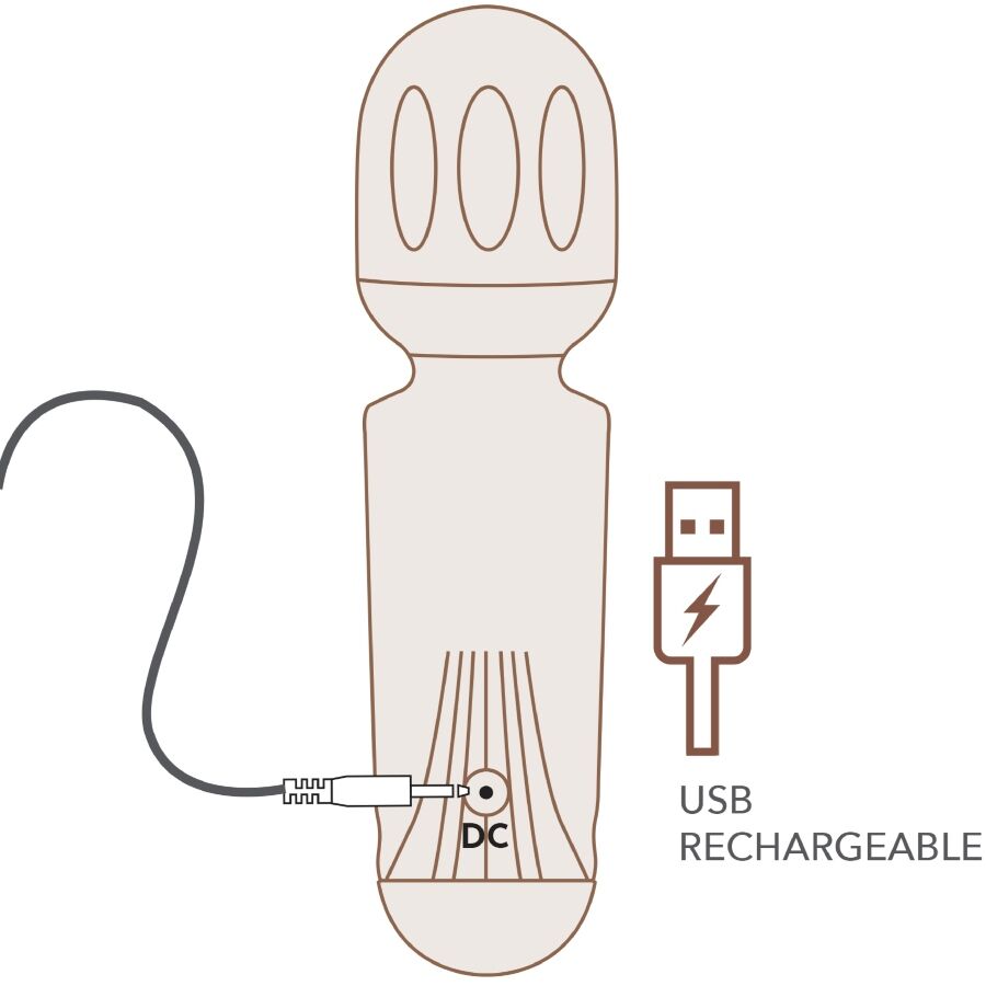 ROCKS-OFF - MINI BAGUETTE RECHARGEABLE 16 FONCTIONS ROSE PIVOINE