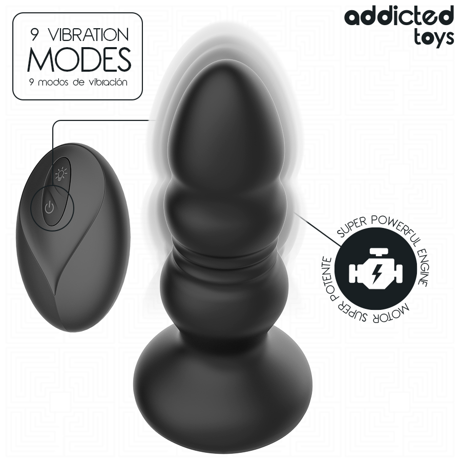 ADDICTED TOYS - PLUG ANAL ROTATIF ET VIBRANT, TÉLÉCOMMANDE AVEC LUMIÈRE LED