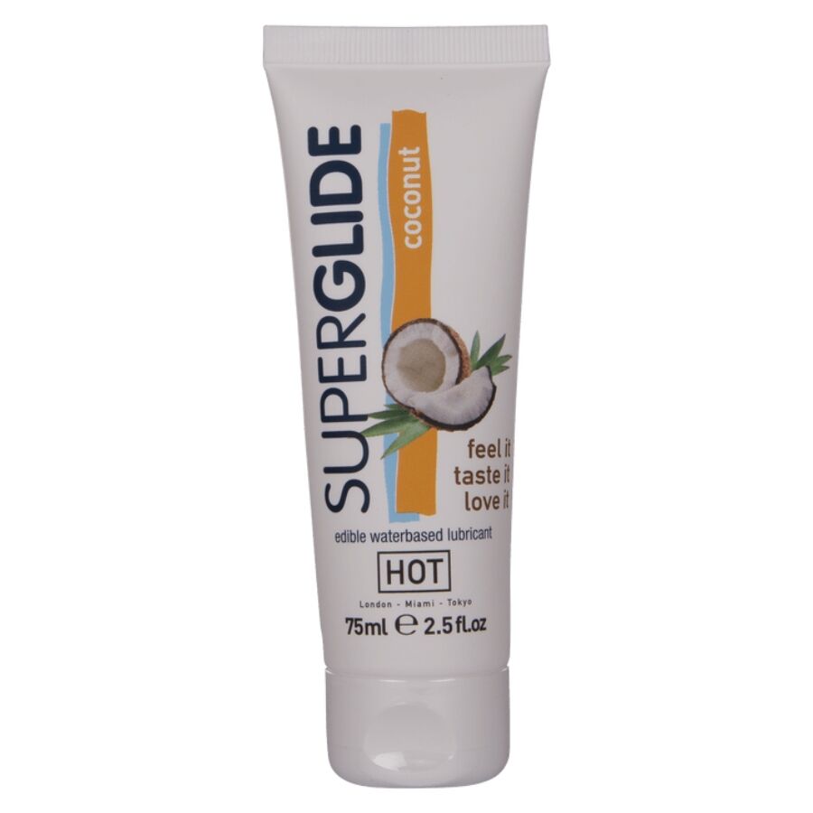 HOT - SUPERGLIDE LUBRIFIANT COMESTIBLE À BASE D'EAU ET DE NOIX DE COCO 75 ML