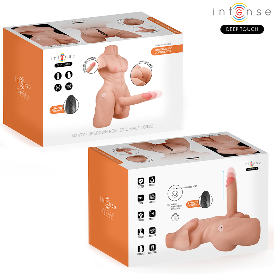 INTENSE DEEP TOUCH - TORSE MARTY AVEC ANUS ET GODEMICHET RÉALISTE AVEC POUSSE ET VIBRATION, TÉLÉCOMMANDE, 6,2 KG