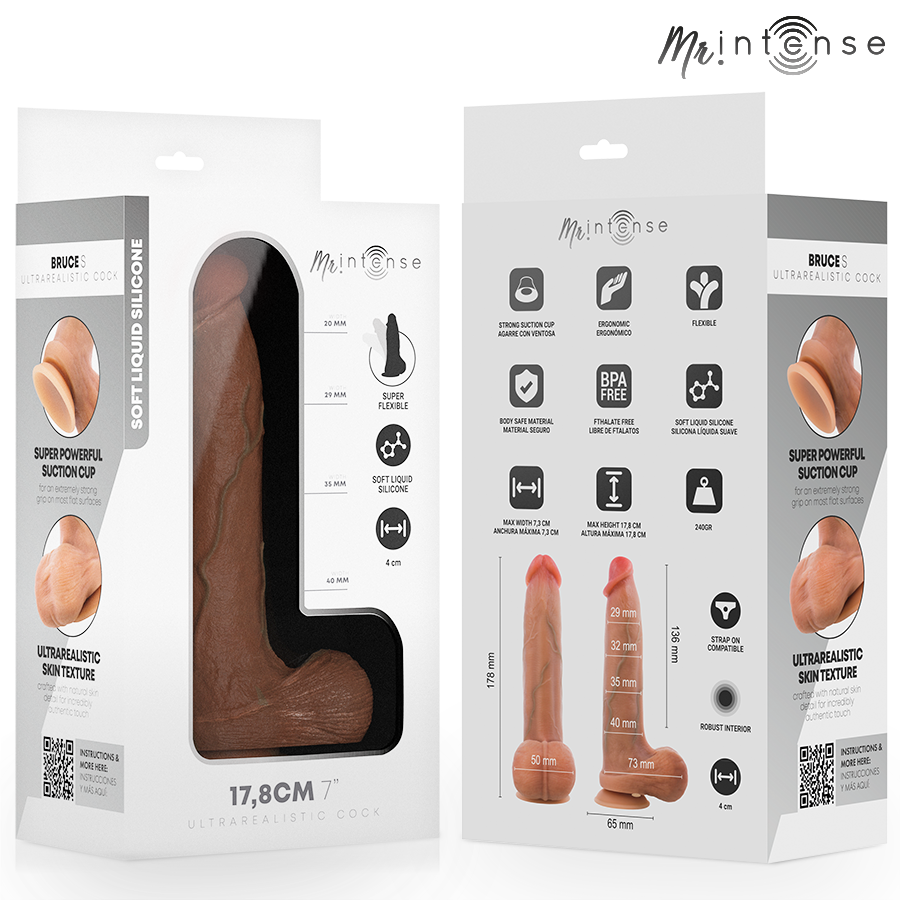 MR INTENSE - BRUCE S PÉNIS ULTRA-RÉALISTE AVEC TESTICULES 17,8 CM -Ø- 4 CM