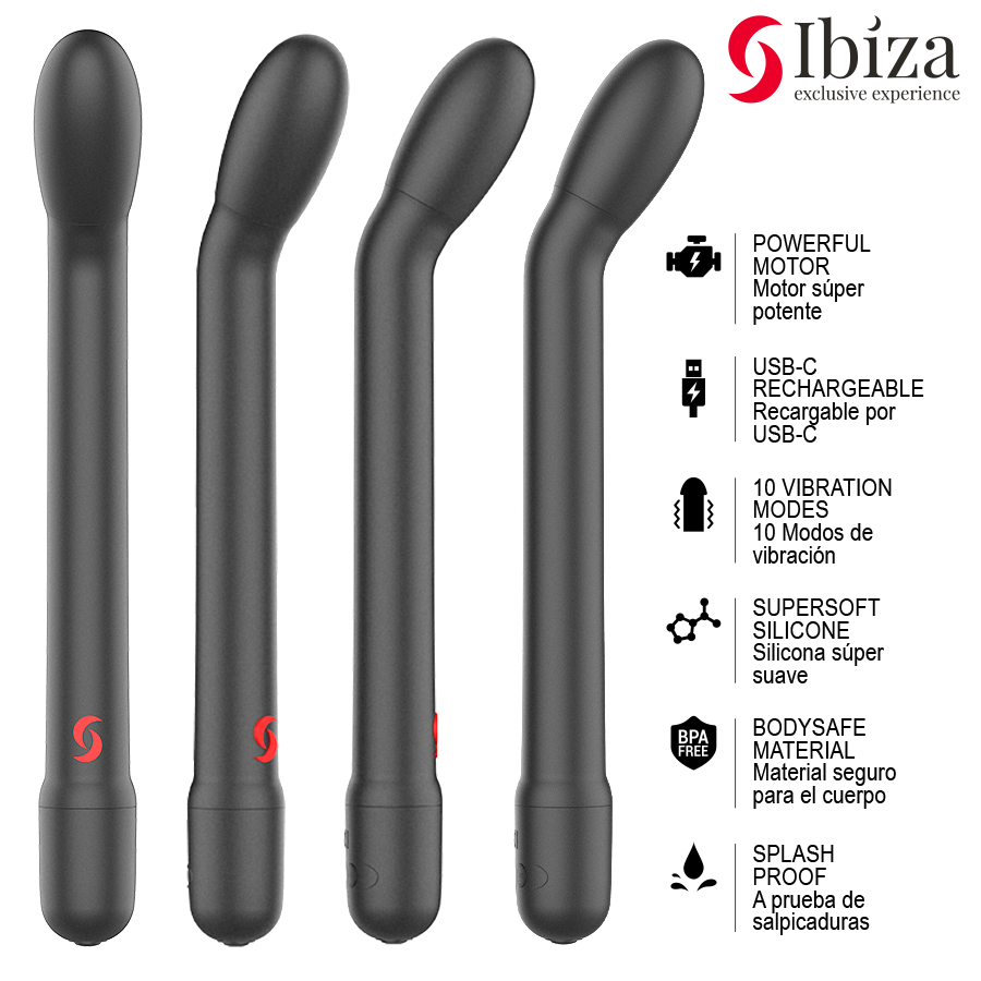 IBIZA - VIBRATEUR POINT G NOIR AVEC VIBRATION
