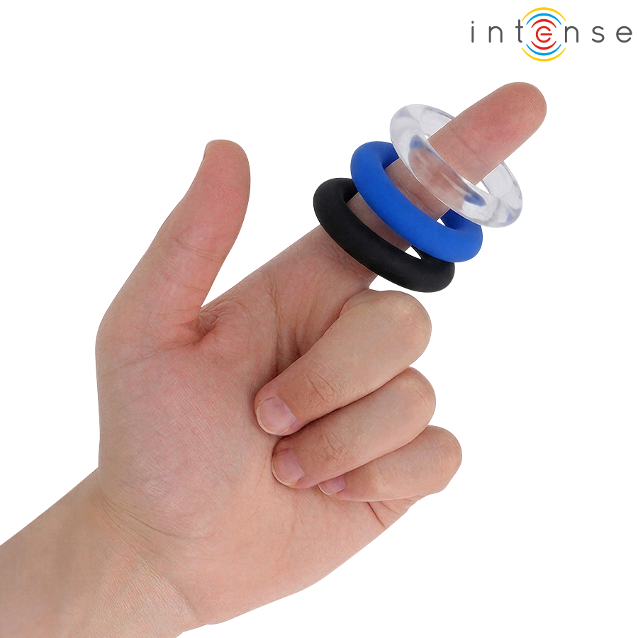 INTENSE - ENSEMBLE DE 3 ANNEAUX PÉNIS DE COULEURS VARIÉES