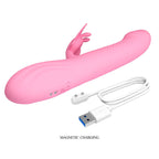 PRETTY LOVE - VIBRATEUR BELLA RABBIT AVEC STIMULATION PAPILLON ET LED ROSE