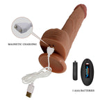 PRETTY LOVE - TOMMY VIBRATEUR À POUSSÉE RÉALISTE AVEC TÉLÉCOMMANDE MARRON FONCÉ
