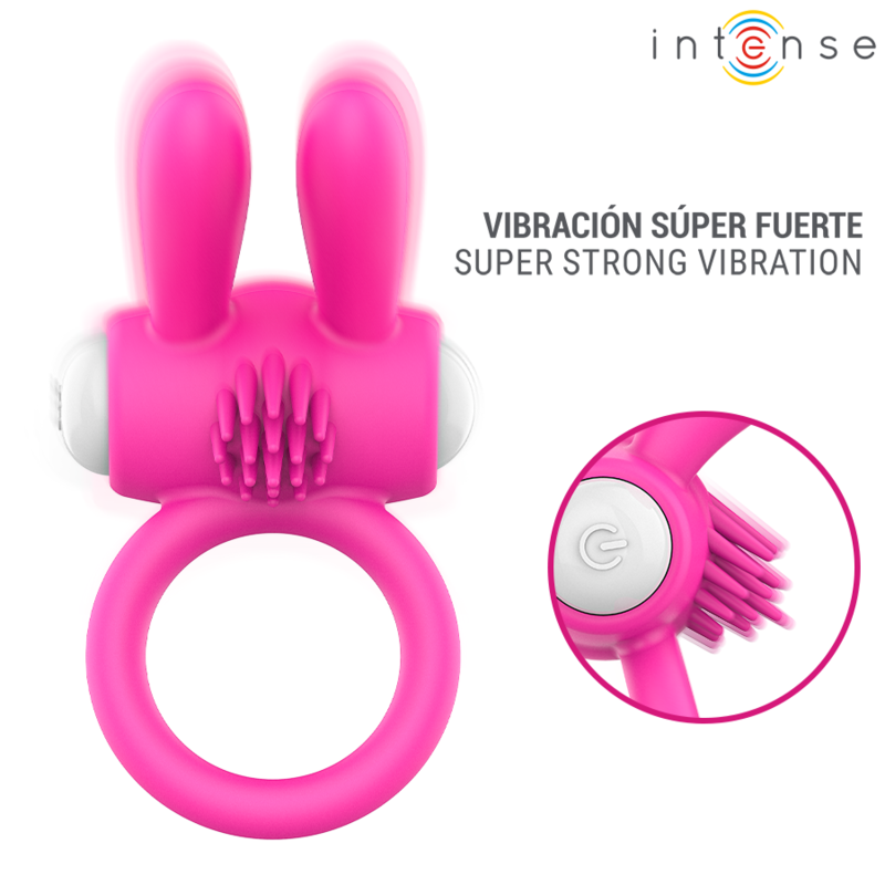 INTENSE - ANNEAU PÉNIS VIBRANT HOPPS AVEC STIMULATION CLITORIALE ROSE