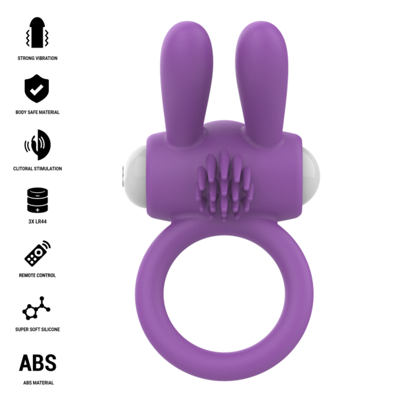 INTENSE - ANNEAU PÉNIS VIBRANT HOPPS AVEC STIMULATION CLITORIALE VIOLETTE
