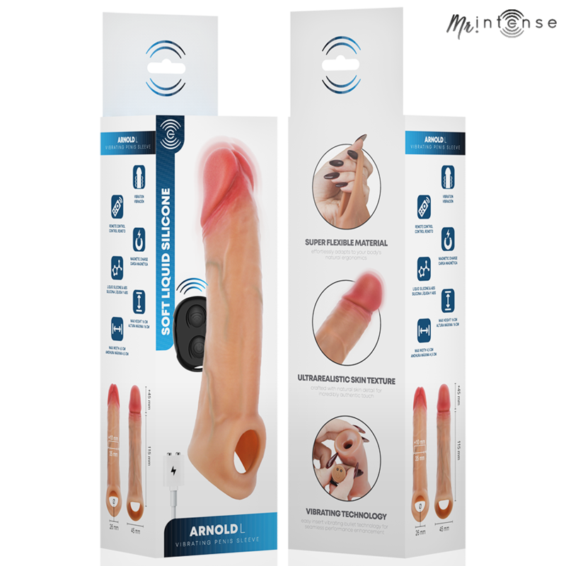 MR INTENSE - ARNOLD L MANCHON PÉNIS VIBRANT ULTRA-RÉALISTE AVEC TÉLÉCOMMANDE 16 CM -Ø- 4,5 CM